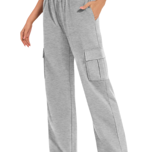 Womens grey high waisted pants with pockets