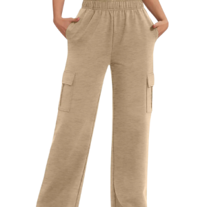 Womens dark beige high waisted pants with pockets